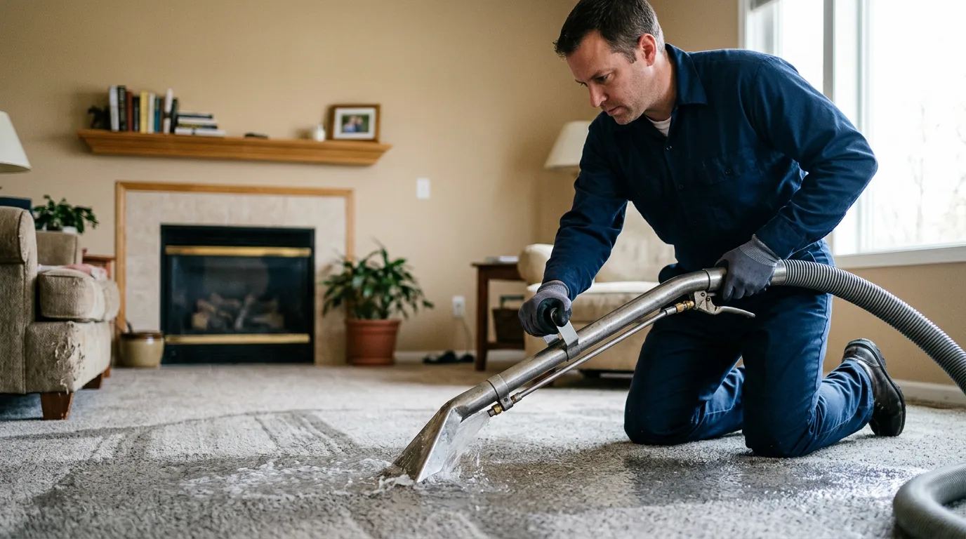 Water damage restoration technician working near Sonora, CA
